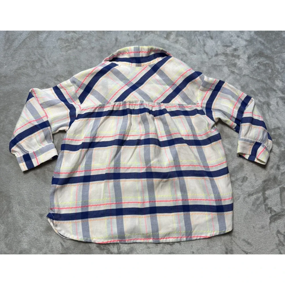 ZARA Kids 2-3 Years Plaid Button Up Shirt 98cm Neon Stripe Unisex Boys Girls - Picture 6 of 6